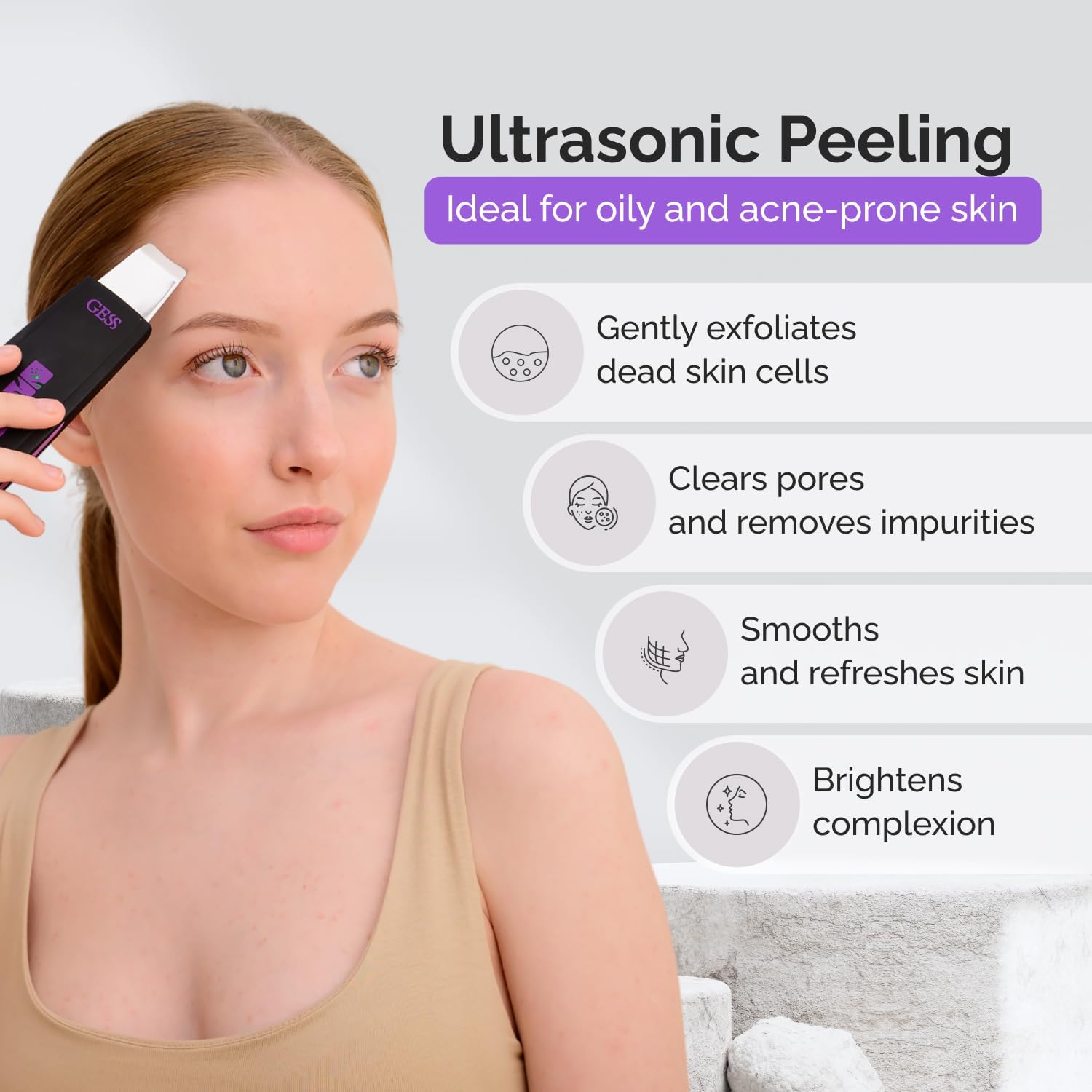 YOU Ultraschallreinigungsgerät, Gesichtsreiniger, Mitesserentferner Porenreinigung Akne-Peeling, Mikrodermabrasion, Hautpflege, Massage, aufladbar (3)