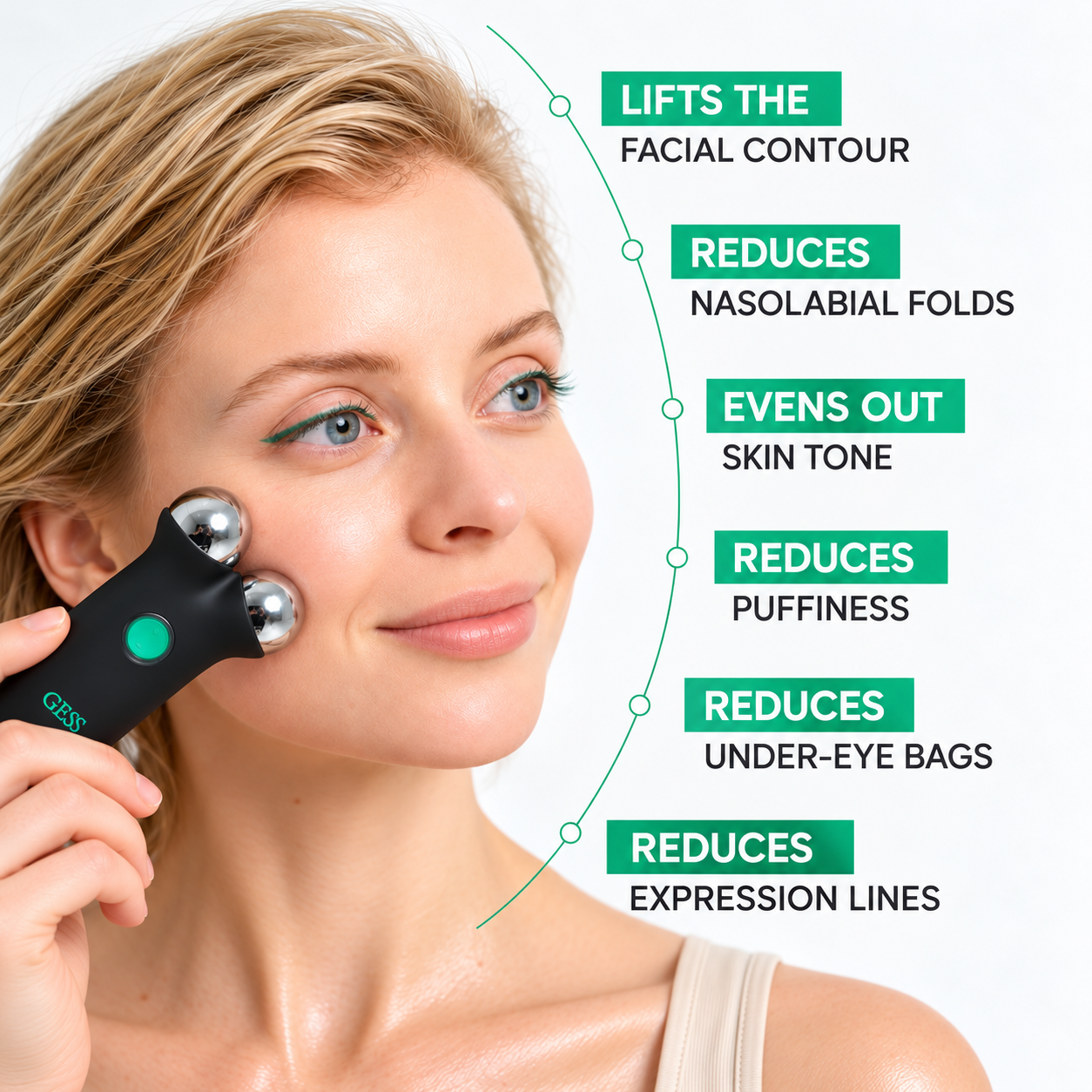 GESS Mikrostrom-Gesichtslifting-Gerät, 4 Intensität Modi, wiederaufladbar, Anti-Aging-Maschine, Konturhautstraffung, Mikrostrom-Gesichtslifter-GESS-083 (4)